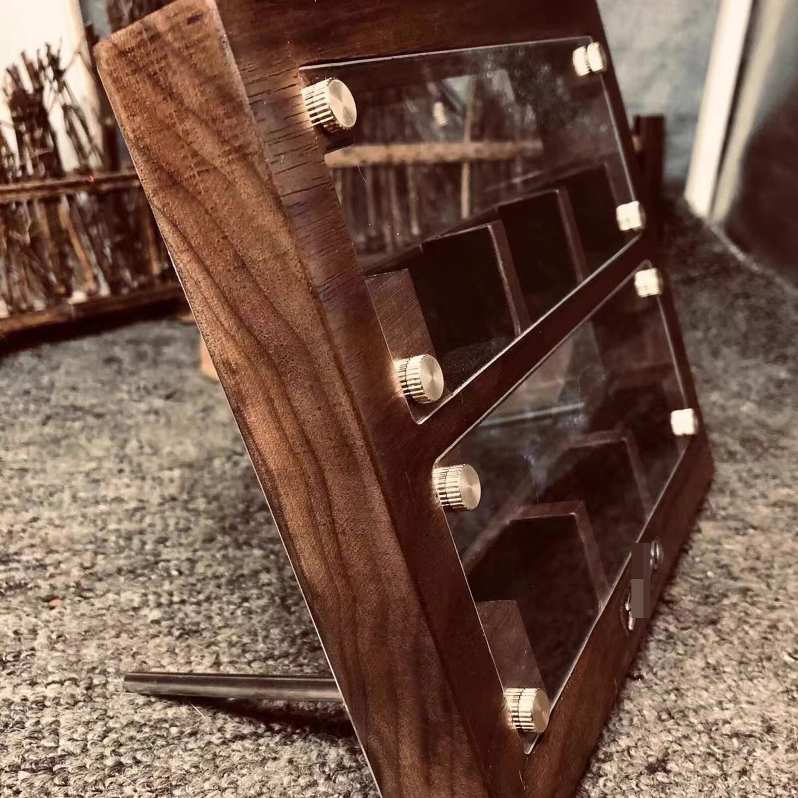 6 Slot America Black Walnut Collection Display Case – For Zippo Lighters