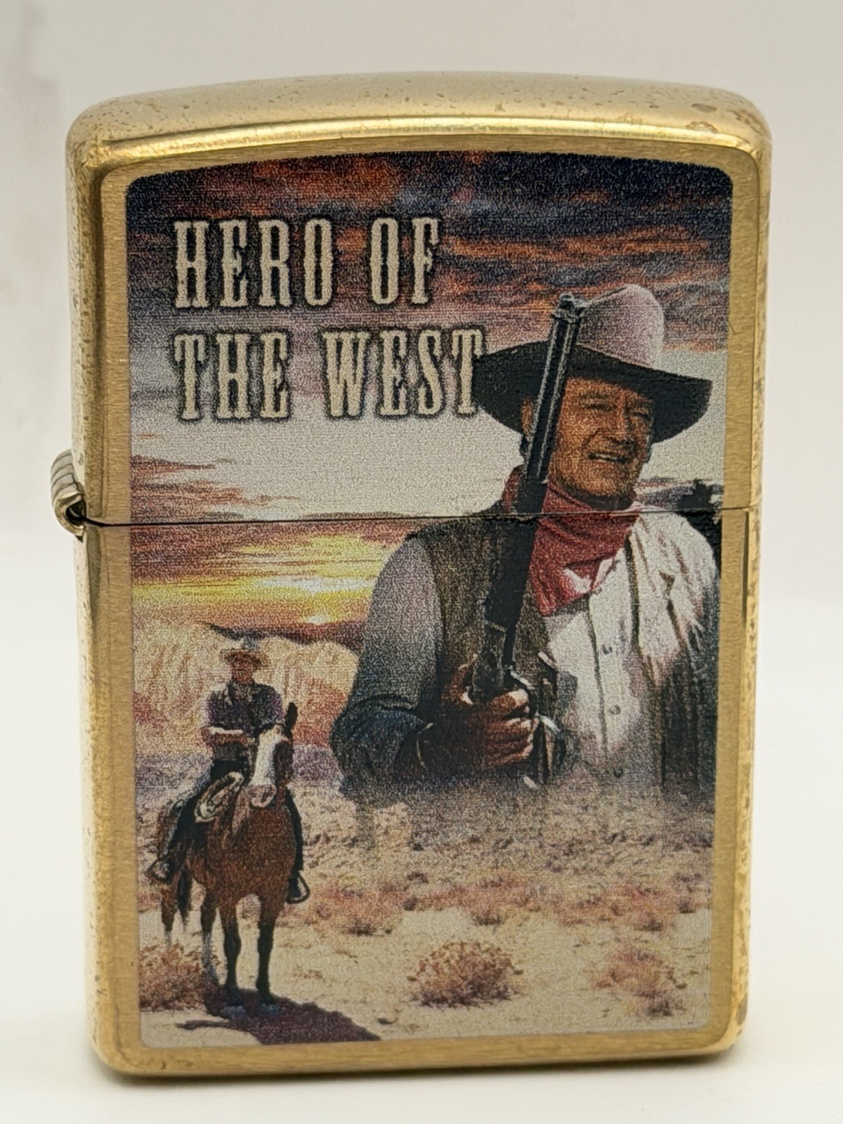 Rare 2016 John Wayne The Duke Hero Of West Brass Zippo NEW Bradford Exchange B34