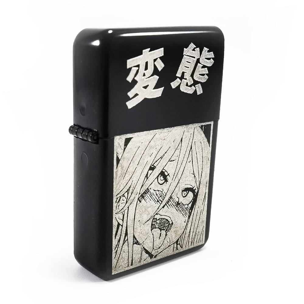 BRAND NEW –  DESIGNED BRUSHED STYLED CIGARETTE PETROL LIGHTER – Ahegao / Anime 2