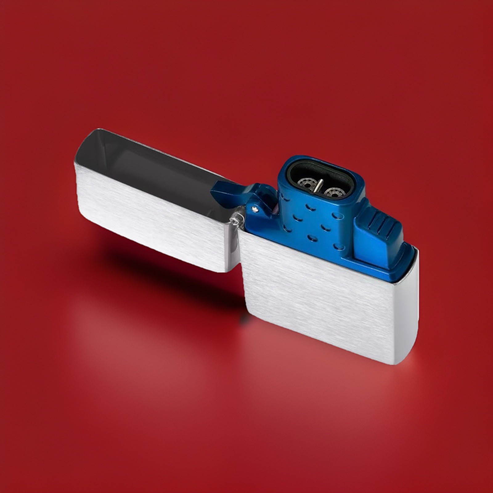 Zippo Double Torch Butane Lighter Insert Blue High polished Aluminum Retired