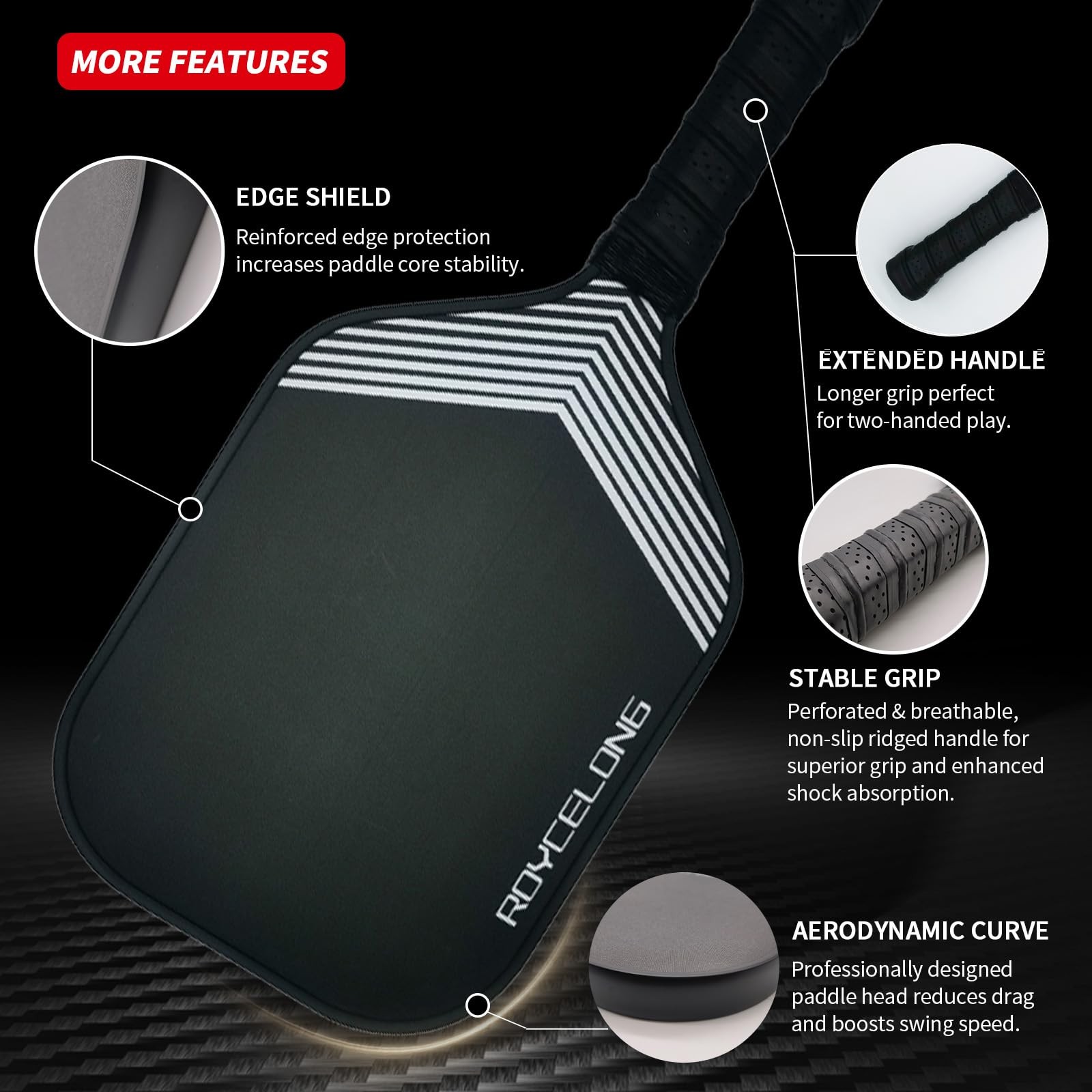 Roycelong Pickleball Paddles Pickleball Rackets T700 Carbon Fiber Frosted