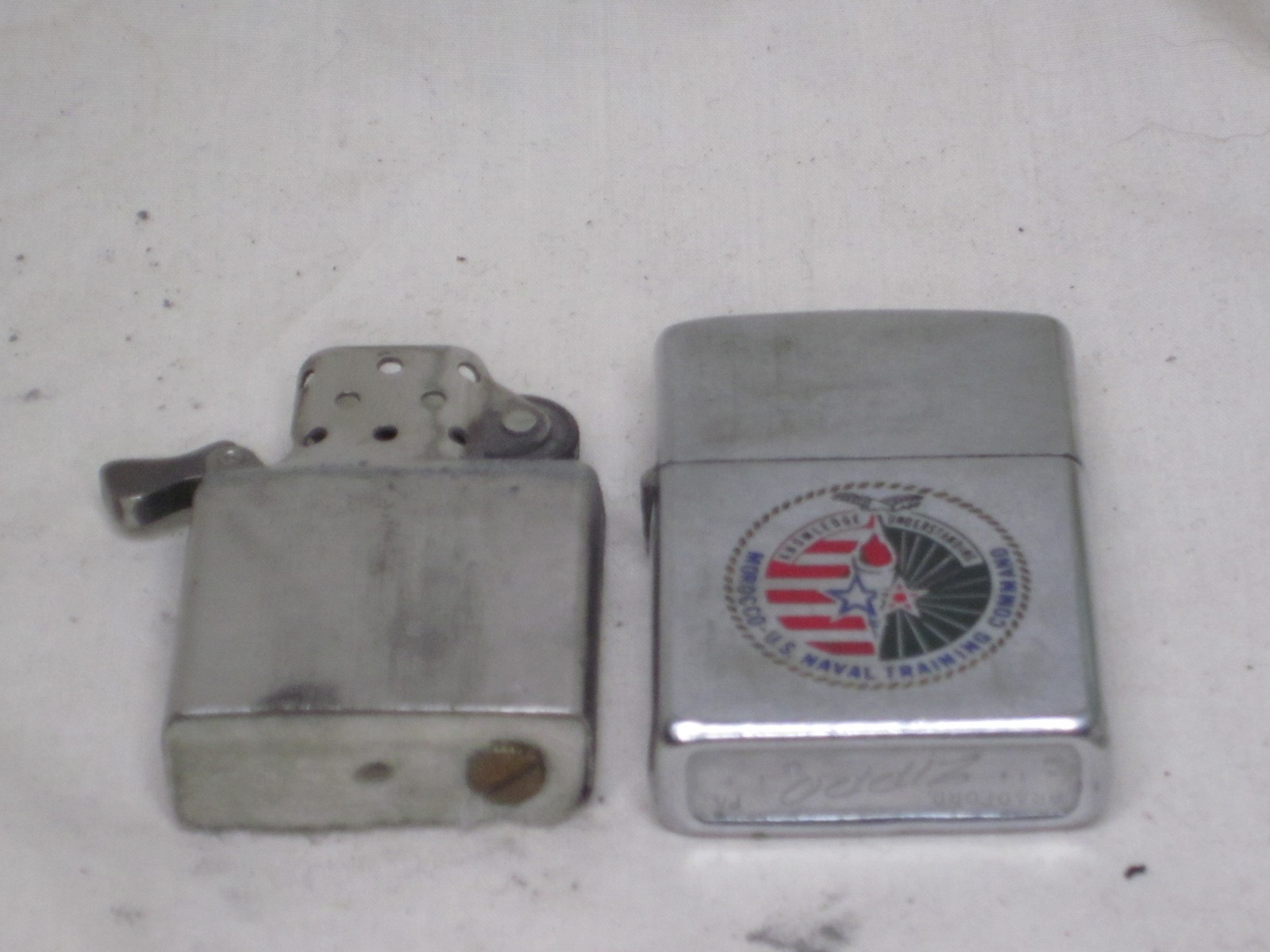 vintage ZIPPO lighter MOROCCO U.S NAVAL TRAINING COMMAND KNOWLEDGE UNDERSTANDING