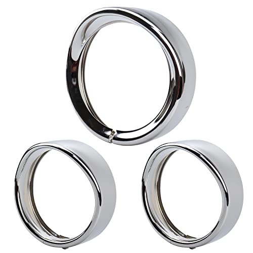 7 Inch Harley Chrome Visor Style Headlamp Trim Rings, 4.5 Inch 7inch+4.5inch