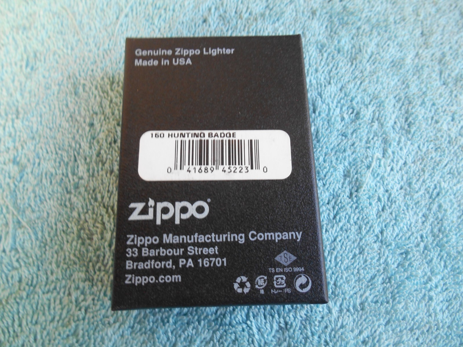 NEW IN BOX 2015 Official Hunting BADGE Lighter Black Ice Zippo Lighter #160