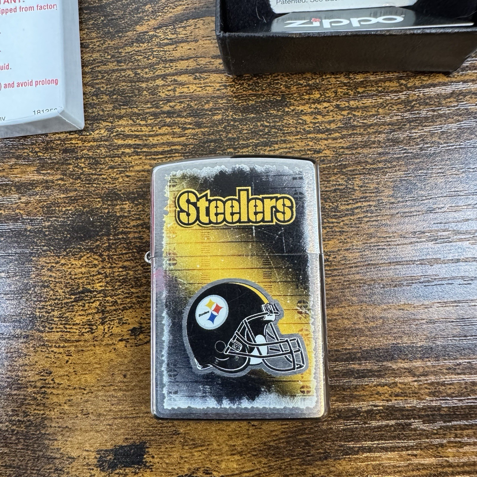 PITTSBURGH STEELERS w/logo ZIPPO NFL LIGHTER boxed MADE in U.S.A.