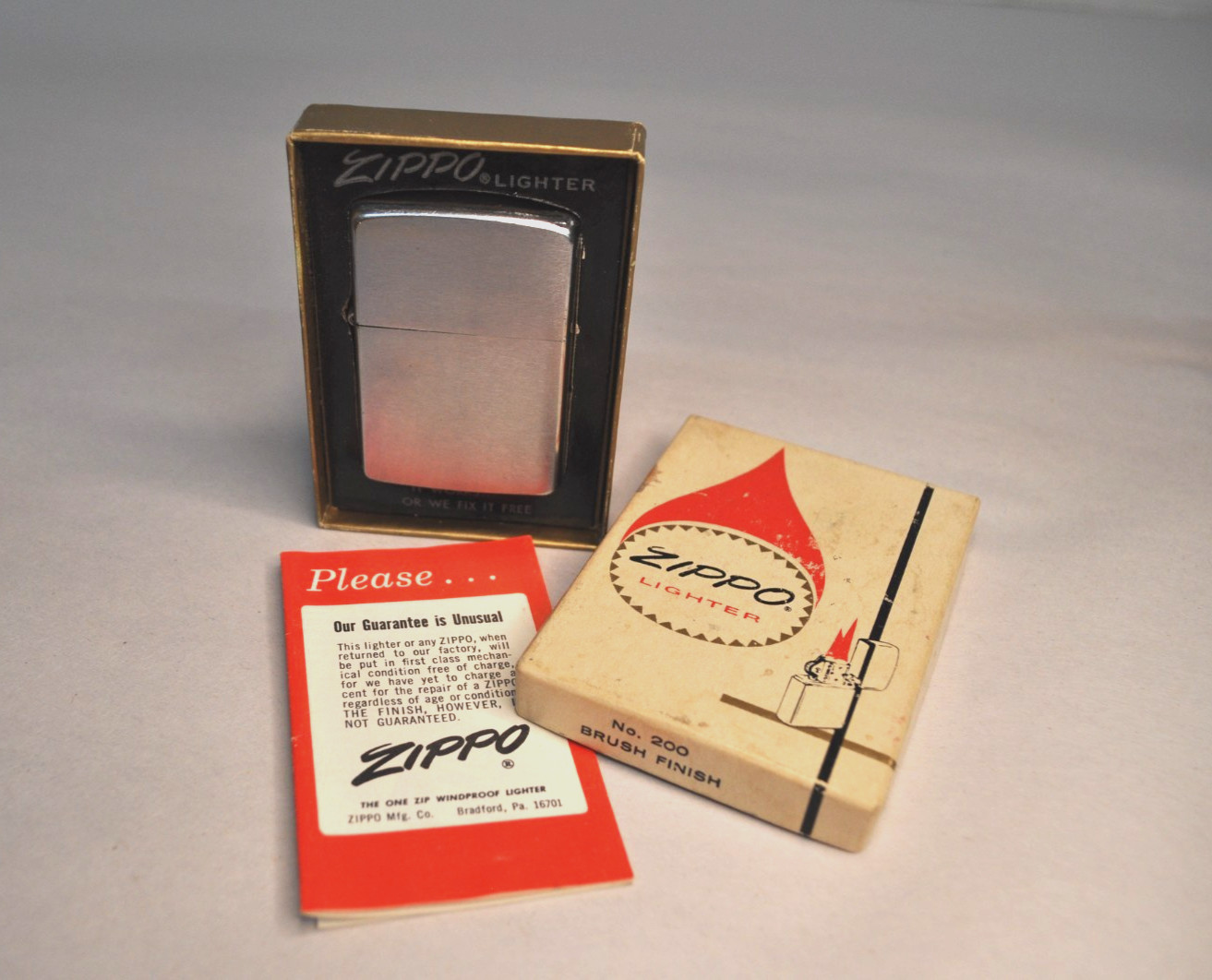 Chrome Zippo Blank Lighter 1962 with Original Box Paperwork