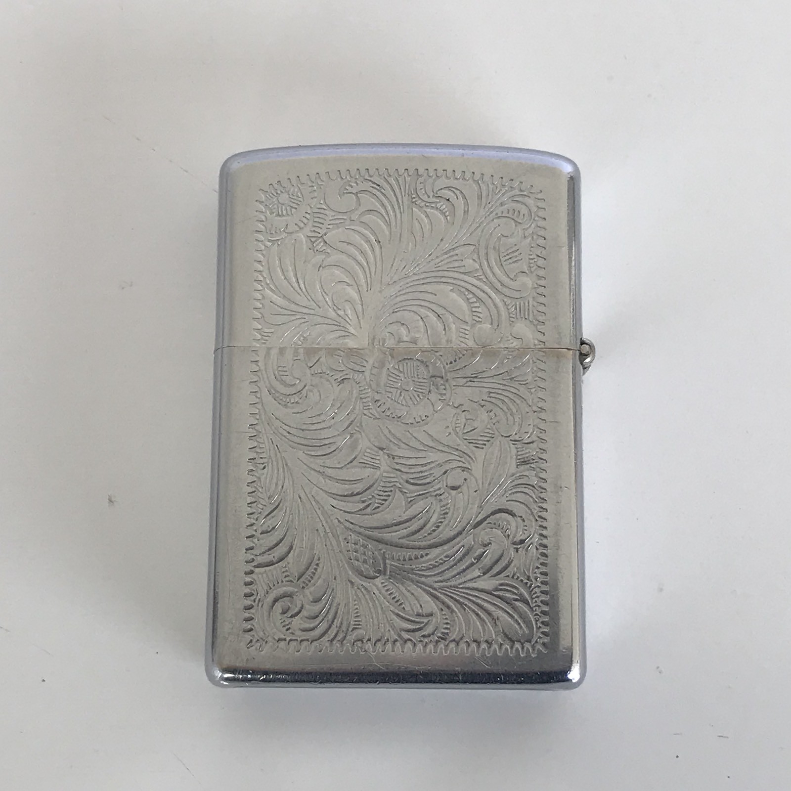 Vintage 1990s Zippo Scrolled Chrome Lighter Monogramed CORT 2 1/4″ X 1 1/2″