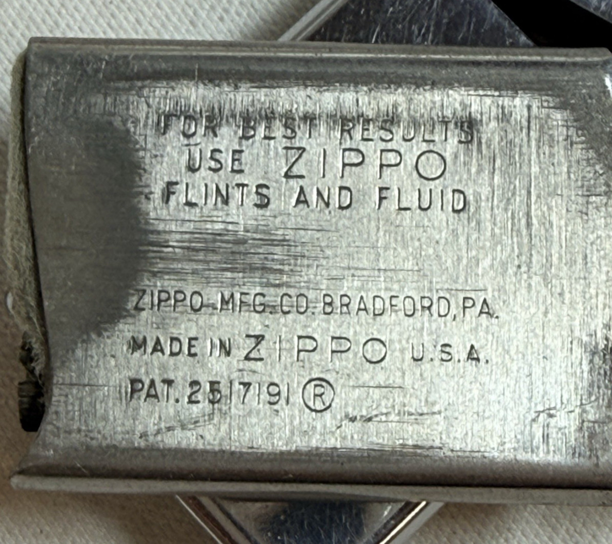VTG 1959 Zippo Lighter Slim Polished Chrome -National Industrial Distributors