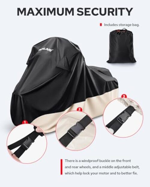 Waterproof Motorcycle Cover with Side Box L (107″ x 43″ x 50″) Touring