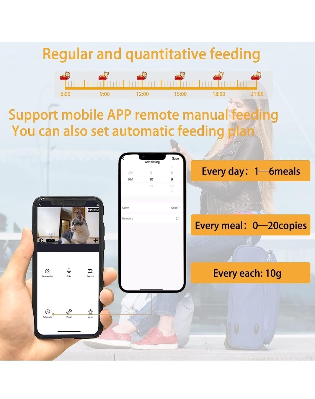 Nilezpet Automatic Cat Feeder with Camera,5L Pet Feeder with 1080p Hd Video