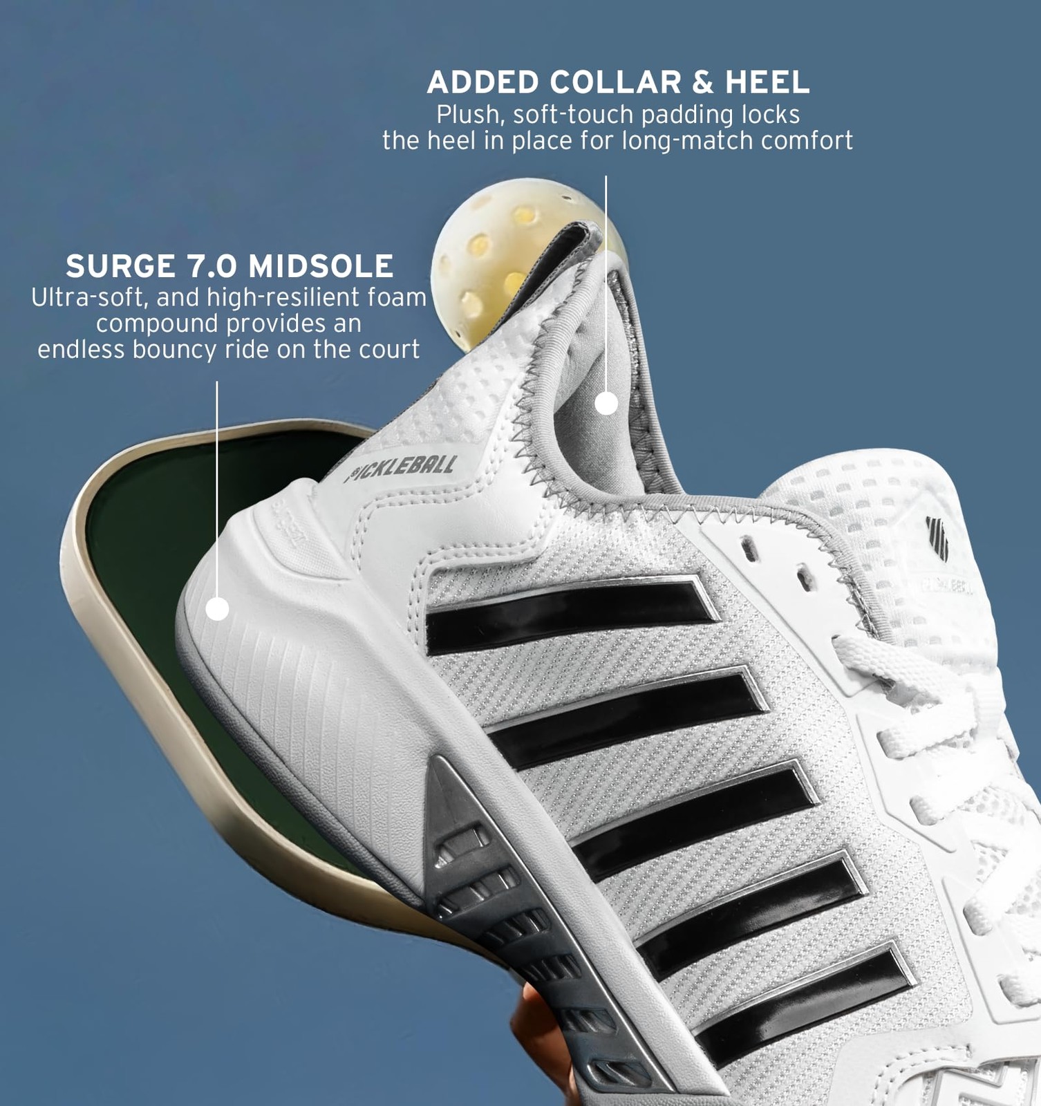 K-Swiss Mens Pickleball Supreme Shoe White/High Rise/Black 8 M 07916-162-M