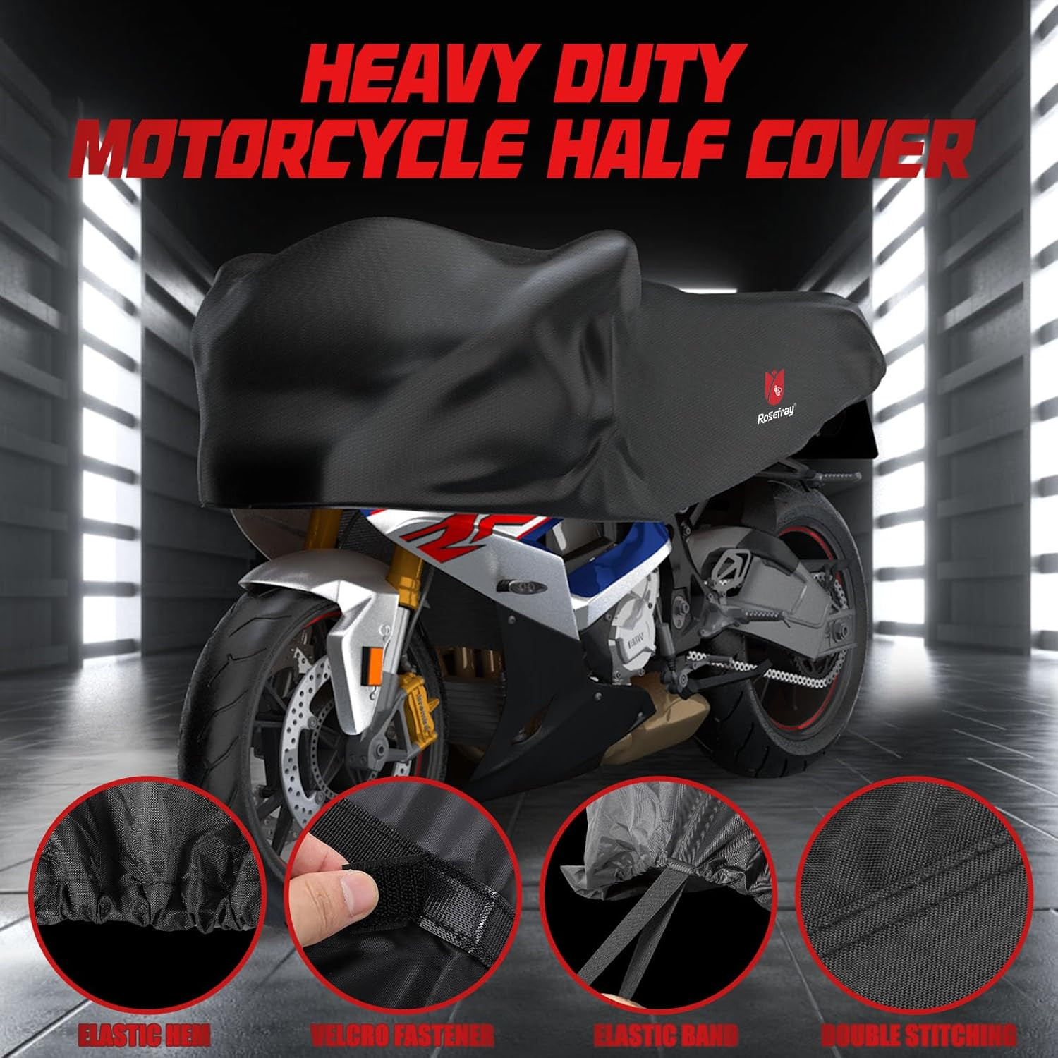 420D Motorcycle Half Cover-Outdoor Waterproof All Weather Protection Lightweight