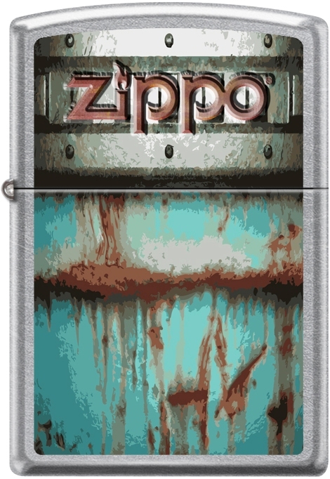 Zippo Bolted Logo, Aqua Blue/Green, Metallic Paint, Rust, Street Chrome New Rare