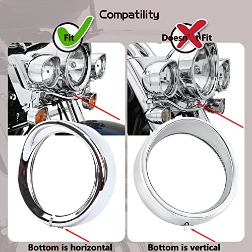 7 Inch Harley Chrome Visor Style Headlamp Trim Rings, 4.5 Inch 7inch+4.5inch