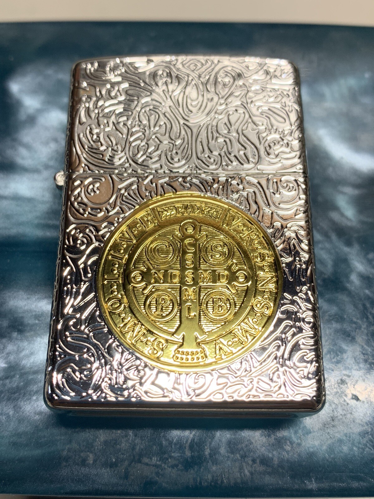 Zippo Windproof silver St. Benedict Lighter, Constantine, New In Box