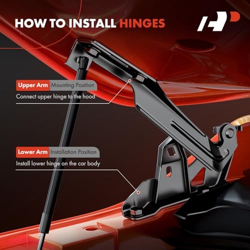 Set of 2 Front Driver and Passenger Hood Hinges Compatible with 2007-2014