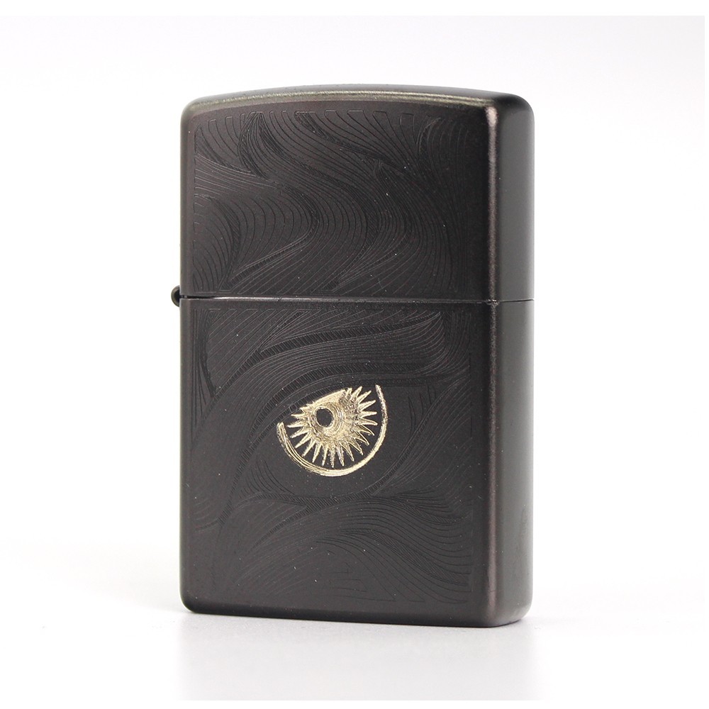 Zippo lighter Asia Custom/ Eyes in the Waterway Classic Black & Golden Coloring