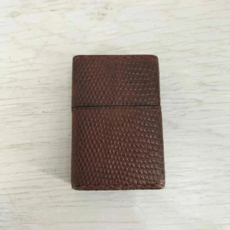Zippo Leather Wrapped Oil Lighter Brown Mens Vintage Lighter
