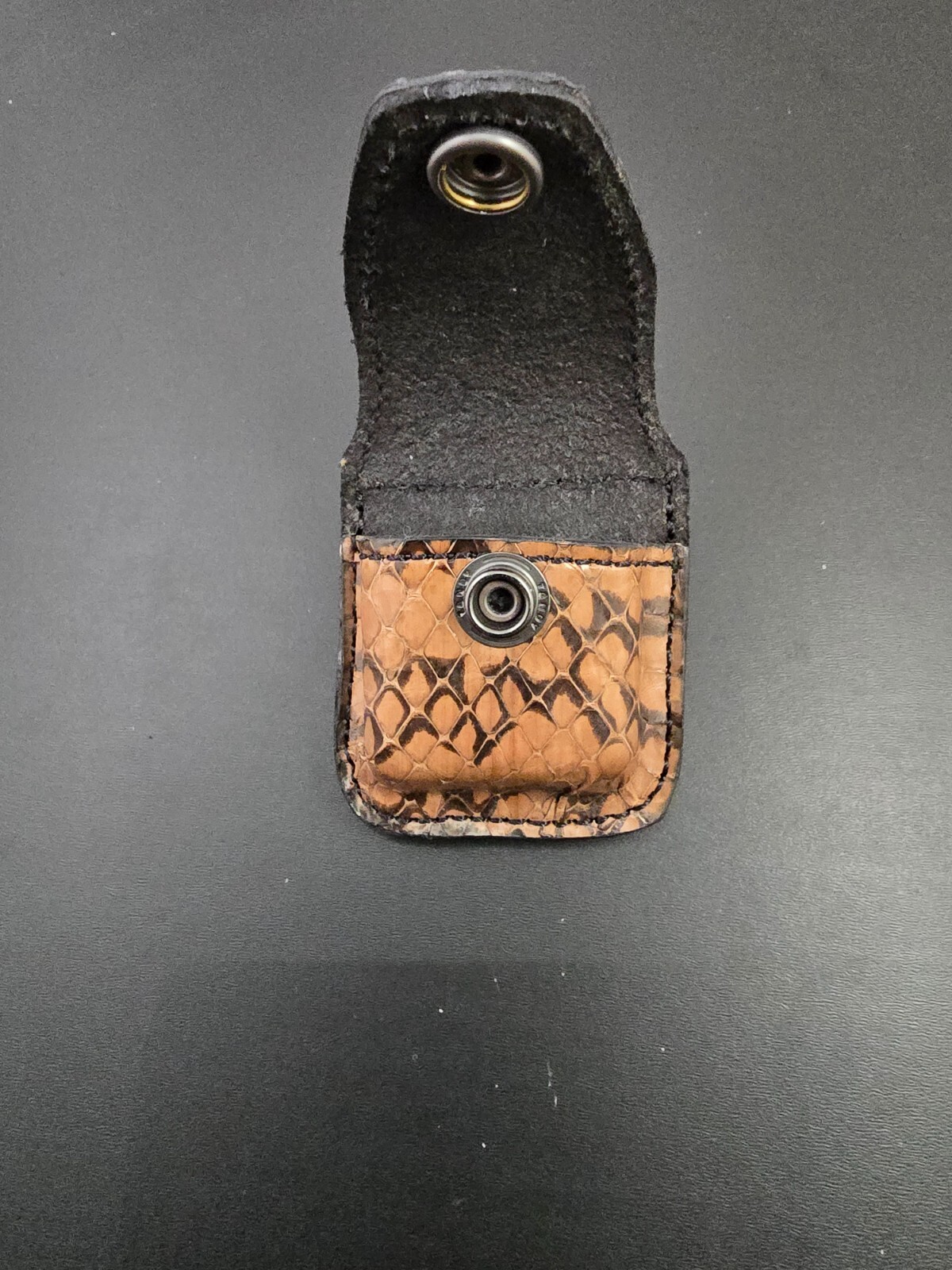 Brown and Black Cobra snake skin ZIPPO lighter case Pouch holder handmade new