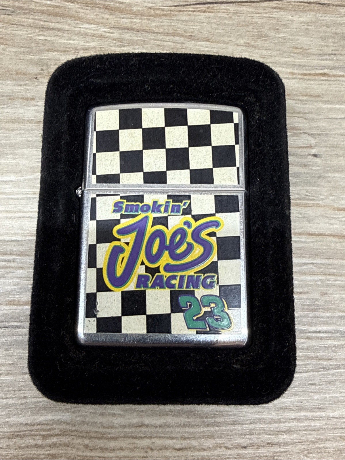 1997 Vintage Camel Zippo Smokin‘ Joe’s Racing Checkered Flag 23 Lighter Unfired