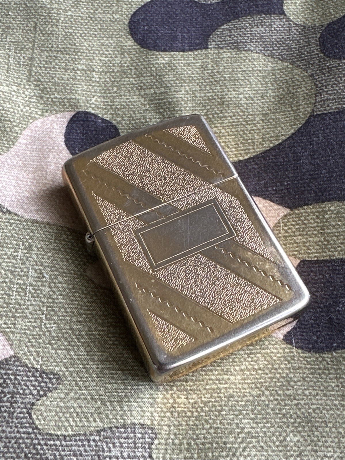 1985 Vintage Zippo Lighter – Gold Plated Diagonal Swirl