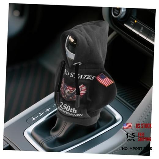 USA 250th Anniversary Gear Shift Cover – 4th of July Decorations Funny Car Black