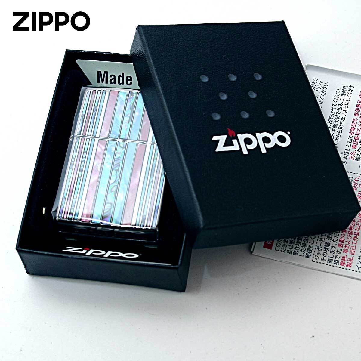 Zippo Zippo lighter shell mother of pearl stripe black SHELL STRIPE BK 1201S832