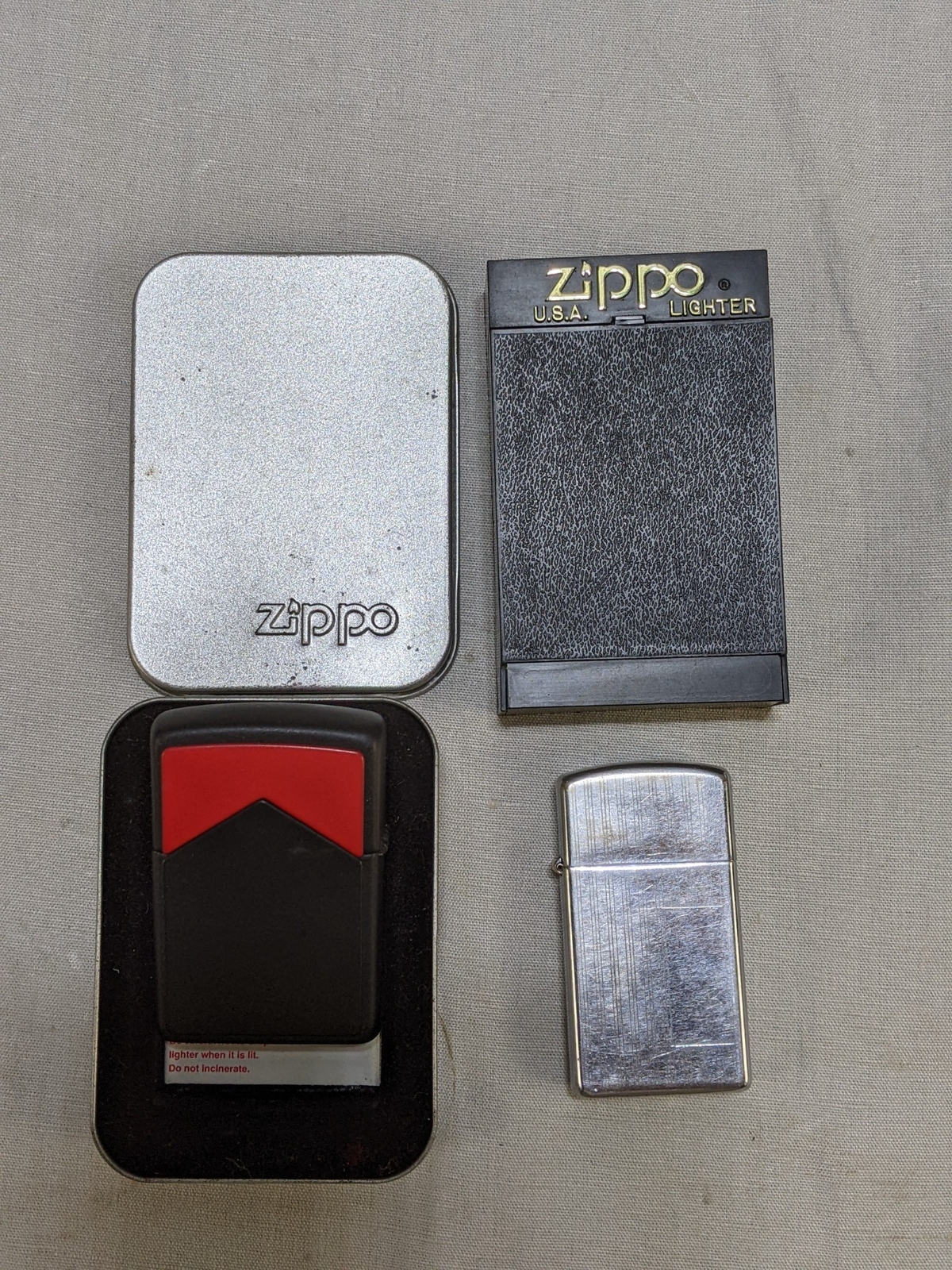 Zippo Lighter MARLBORO RED ROOF 2 Sides Black Matte 1996 No Burner, Slim III II