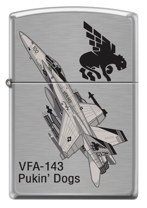 VFA-143 Pukin‘ Dog’s F/A-18 Super Hornet Squadron Zippo Brushed Chrome