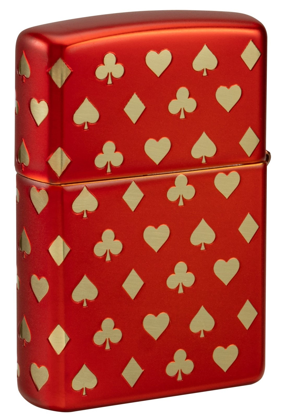 Zippo Lighter: Card Suits, 360 Laser Engraved – Metallic Red 81708