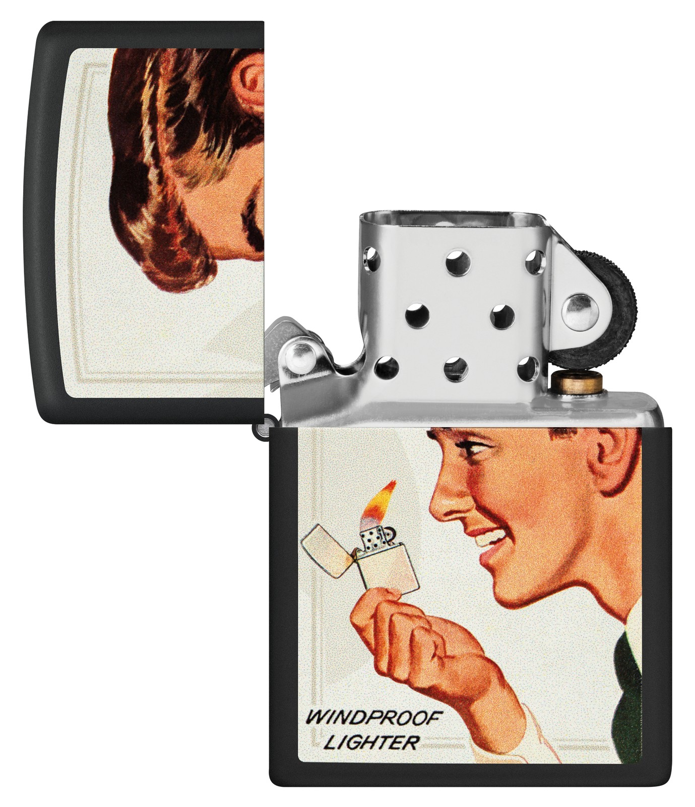 Zippo Vintage Ad Red and Black Matte Windproof Pocket Two Lighters Gift Set, …