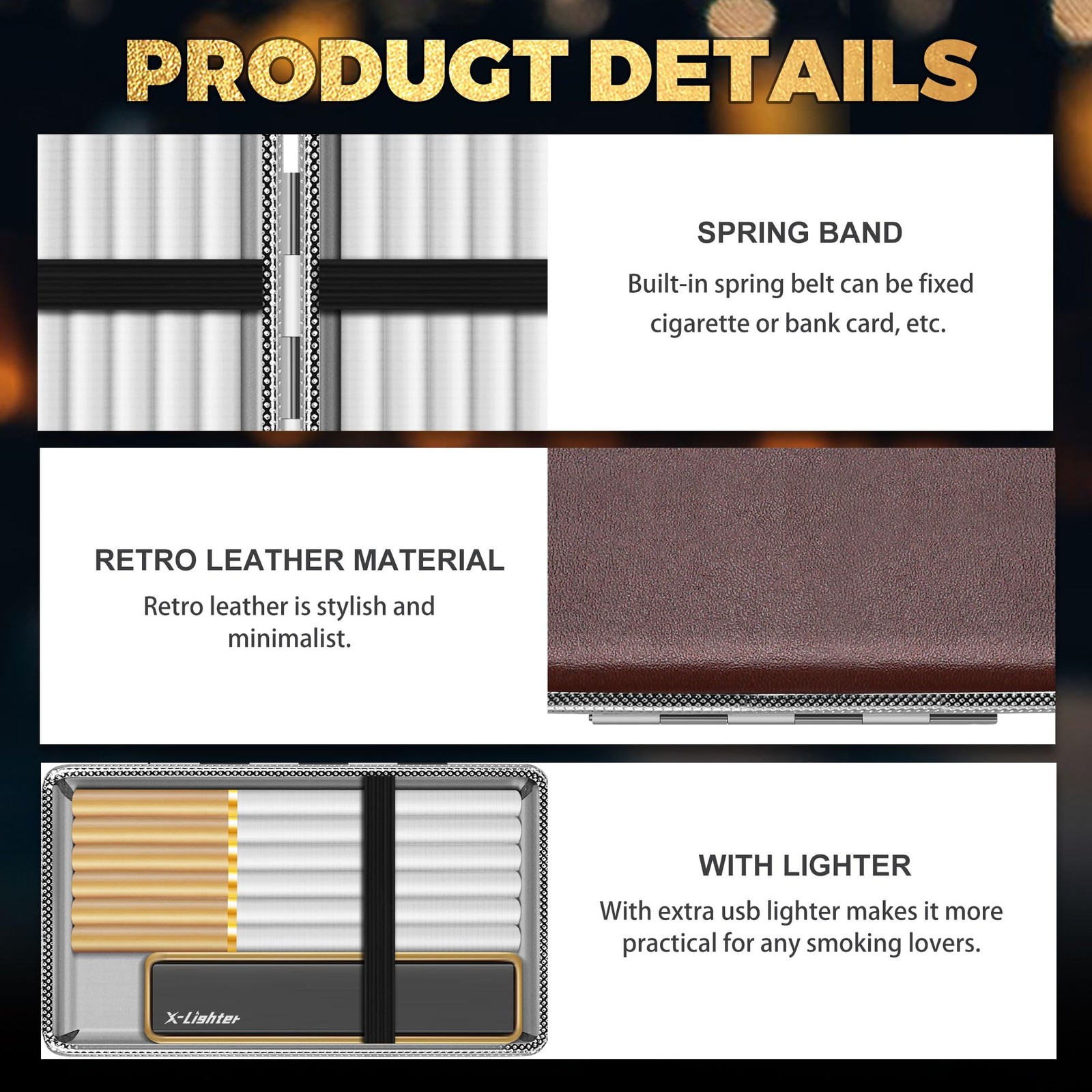 X-LIGHTER 2 Pack of Cigarette Case with Lighter for 100’s King Black + Brown
