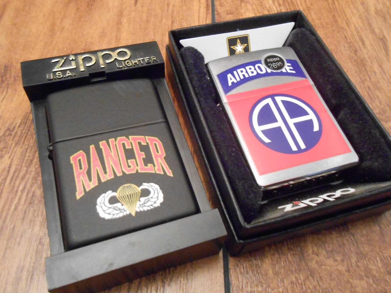 DISCONTINUED 2016 U.S. ARMY 82nd AIRBORNE / 2006 RANGER ZIPPO USA 2 LIGHTER SET