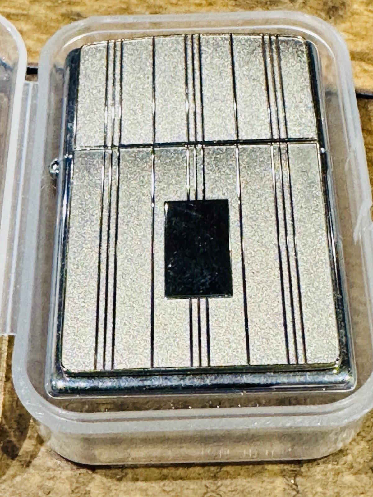 Vintage 2001 Zippo Luxury Silver Pinstripe K-01 NOS Mint Sealed Blank Plate Rare