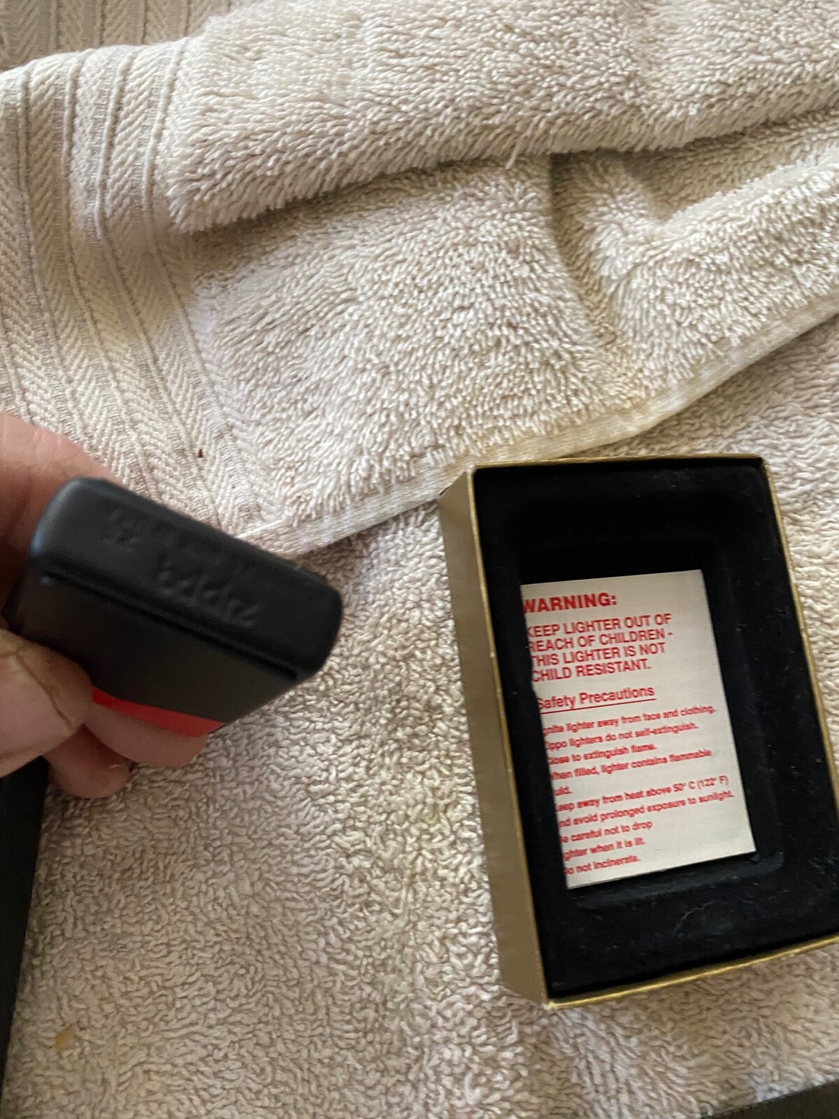 Vintage XII Zippo Black Red Lighter with Original Box