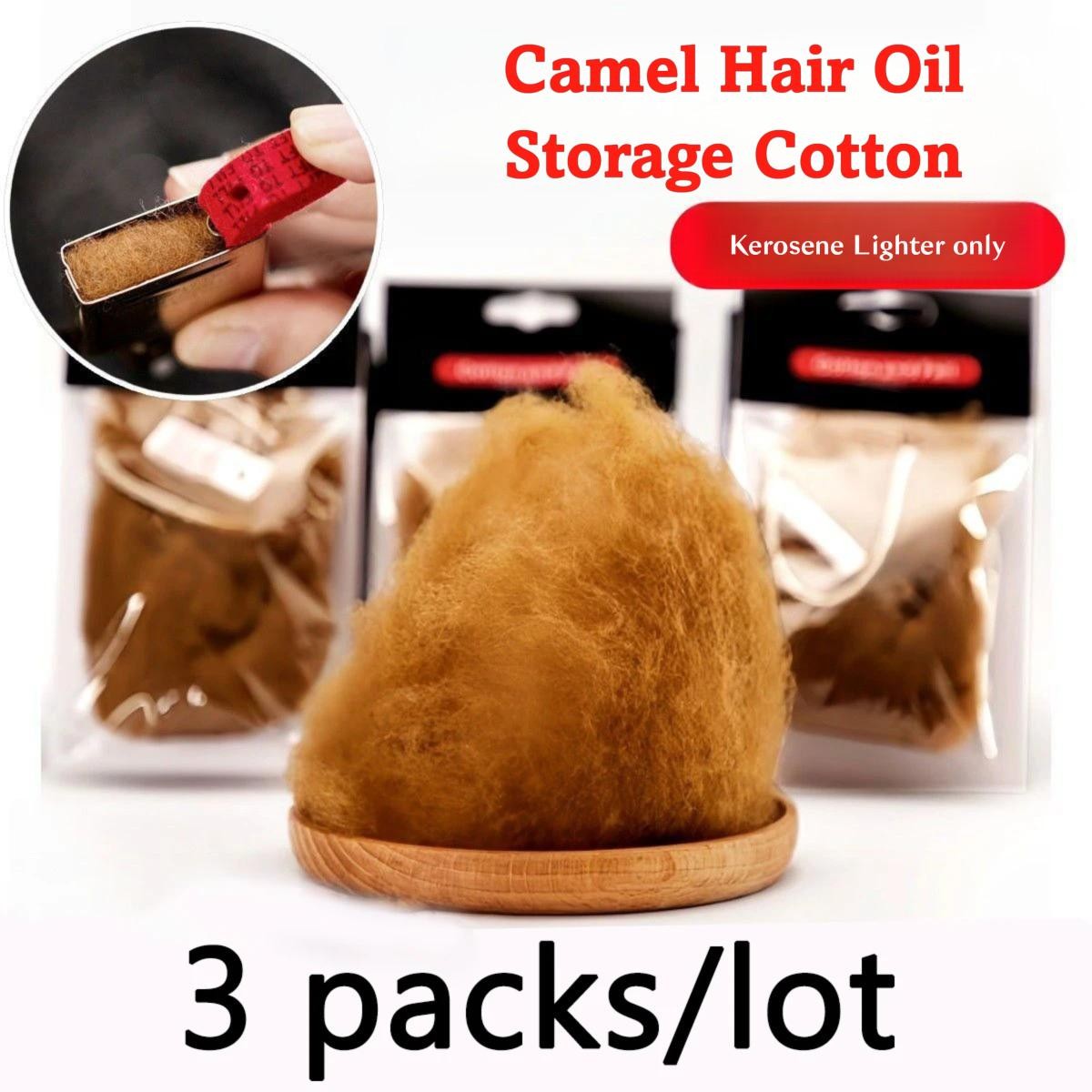 Camel Wool Cotton Wick Pads 3-pack for Zippo Lighter Insert Replace