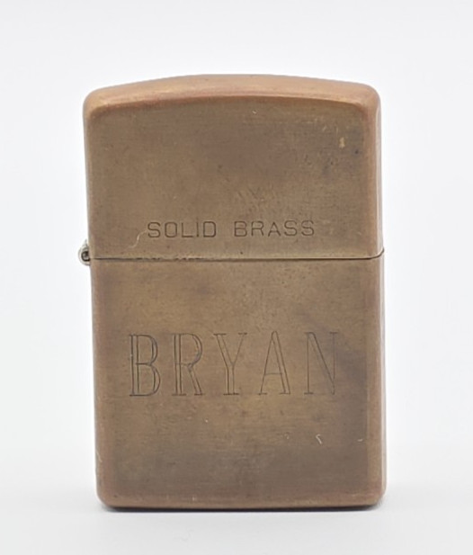 Vintage 1932 – 1990 🔥Zippo Lighter🔥 Stamped Bryan Solid Brass W/ Case Used