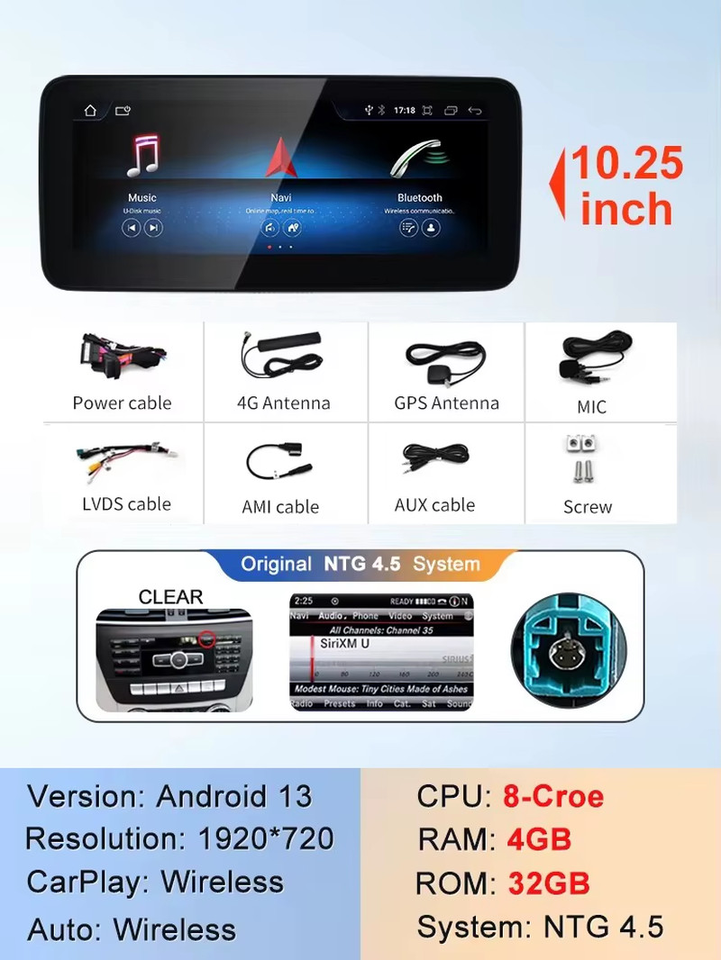 New Car Multimedia Wireless Android AUTO CarPlay 10.25inch 12.3inch Screen For M