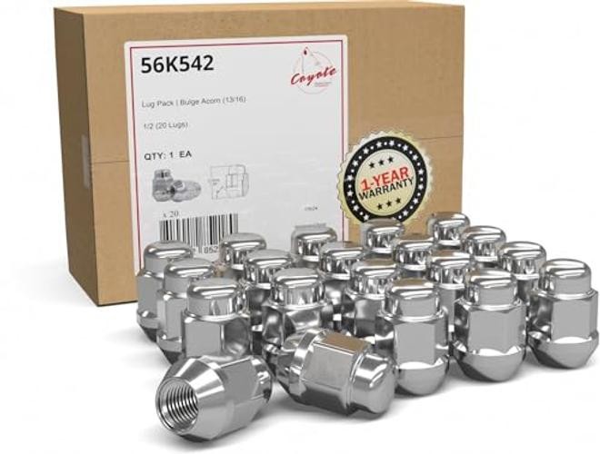 20 Pcs Thread Bulge Acorn 35mm 1.38″ Long Lug 1/2″-20 Chrome 13/16″ Hex Bulge
