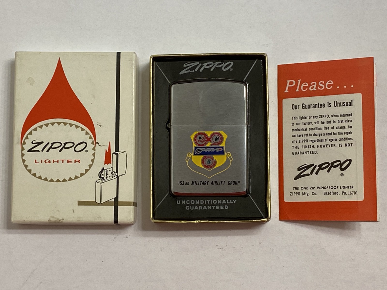 1966 ZIPPO LIGTHER WYOMING AIR FORCE 153RD MILITARY AIRLIFT GROUP VIETNAM C-130