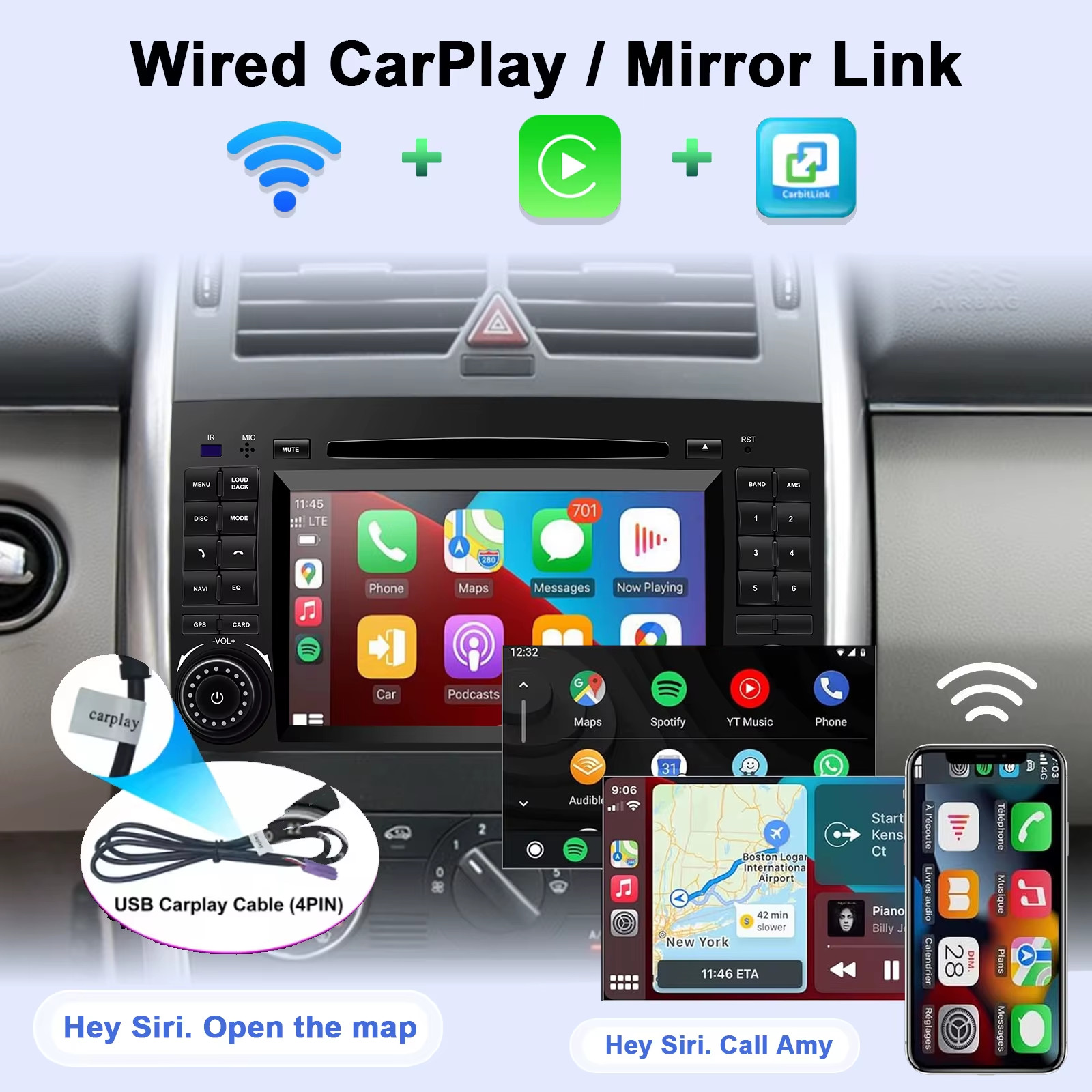 7’Android Car Radio for Benz W169 W245 B16 B170 B180 B200 W639 Vito Viano W906 M