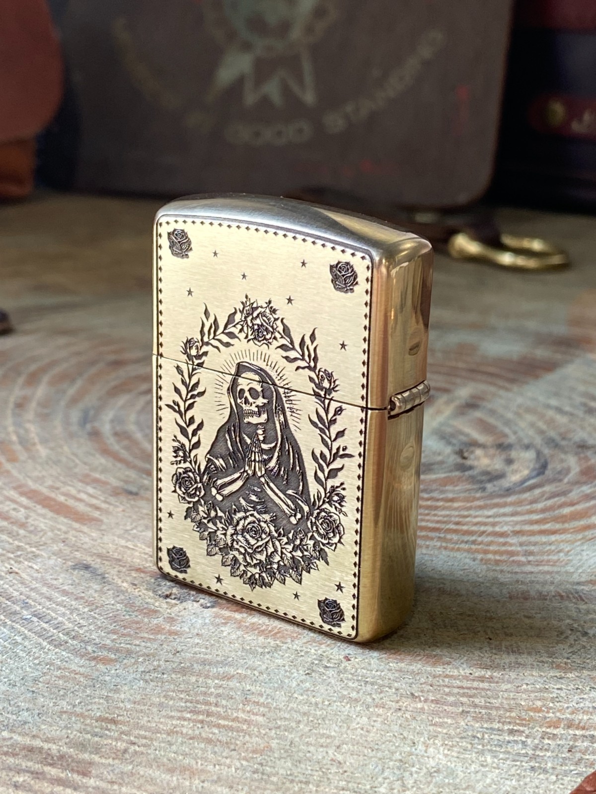Holy Mother & Santa Muerte | Brass Armor Zippo | Made in USA