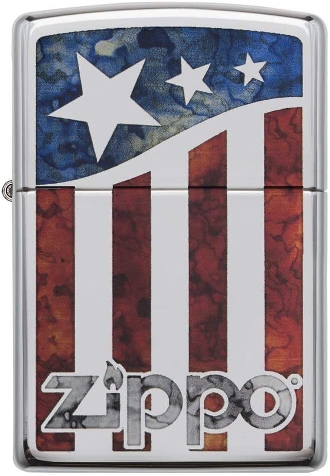 Zippo US Flag Fusion High Polish Chrome 29095