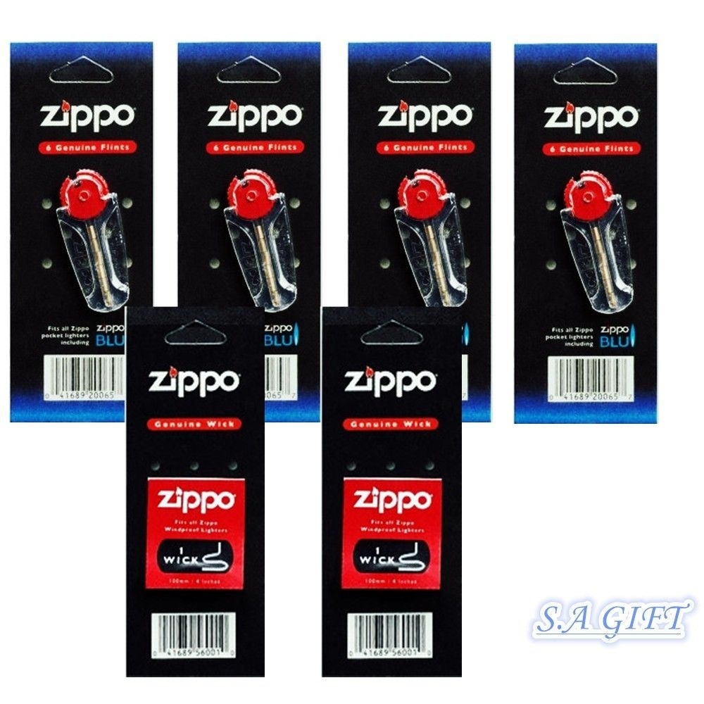 Zippo Lighters Genuine Flint & Wick Of 6 Value Packs