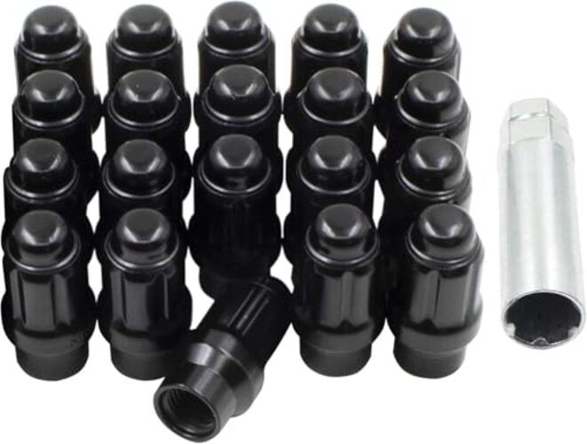 20 Pcs 1/2″ Thread ET Bulge Acorn (Extra Thread for Spacers) 1.57″ Long Black
