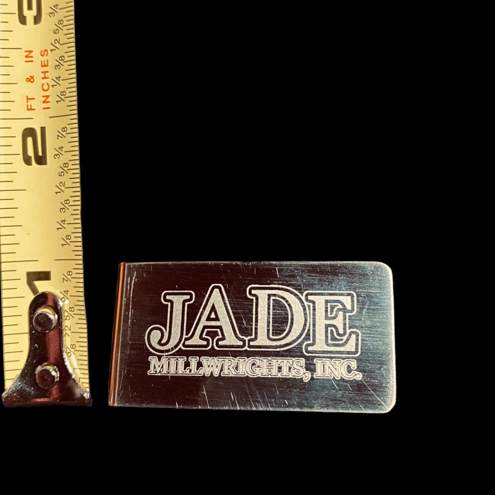 Zippo Money Clip Mens Millwrights INC. Advertisement Promo JADE 2” Silver Tone