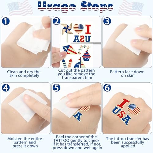106 Packs Decorations Glow in the Dark Tattoos, Multiple Styles 4th of July