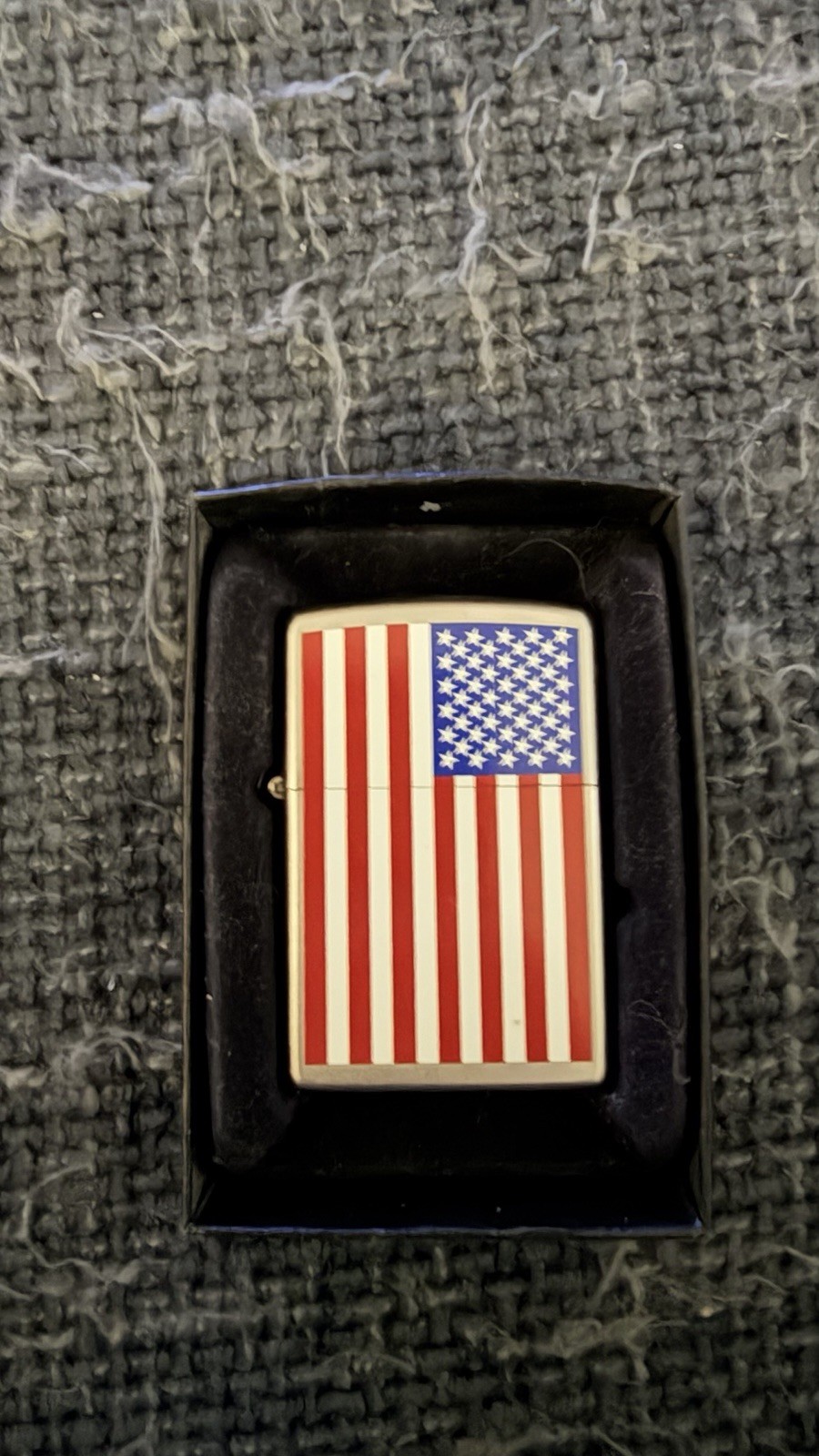 Zippo American Flag Lighter Street Chrome Patriotic Red White Blue Never Used