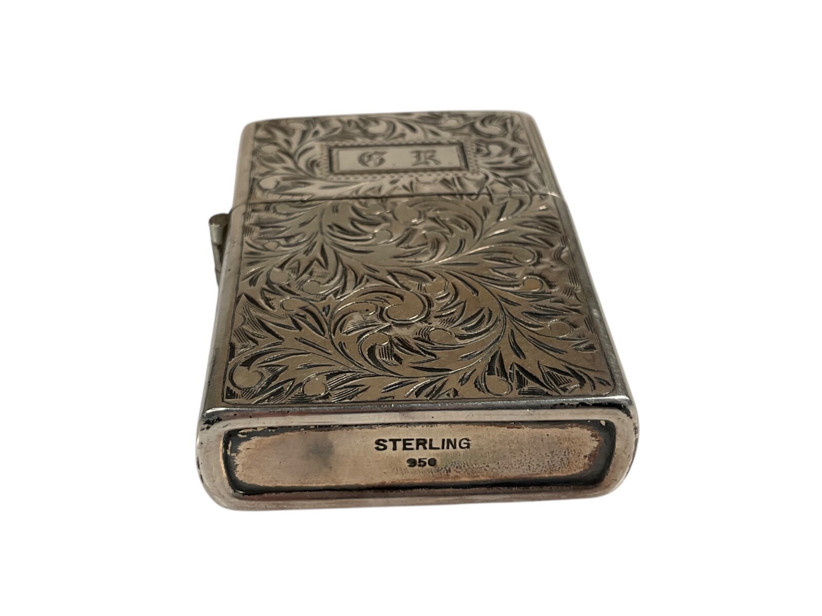 Vintage Engraved Italian STERLING Silver 950 Lighter #50