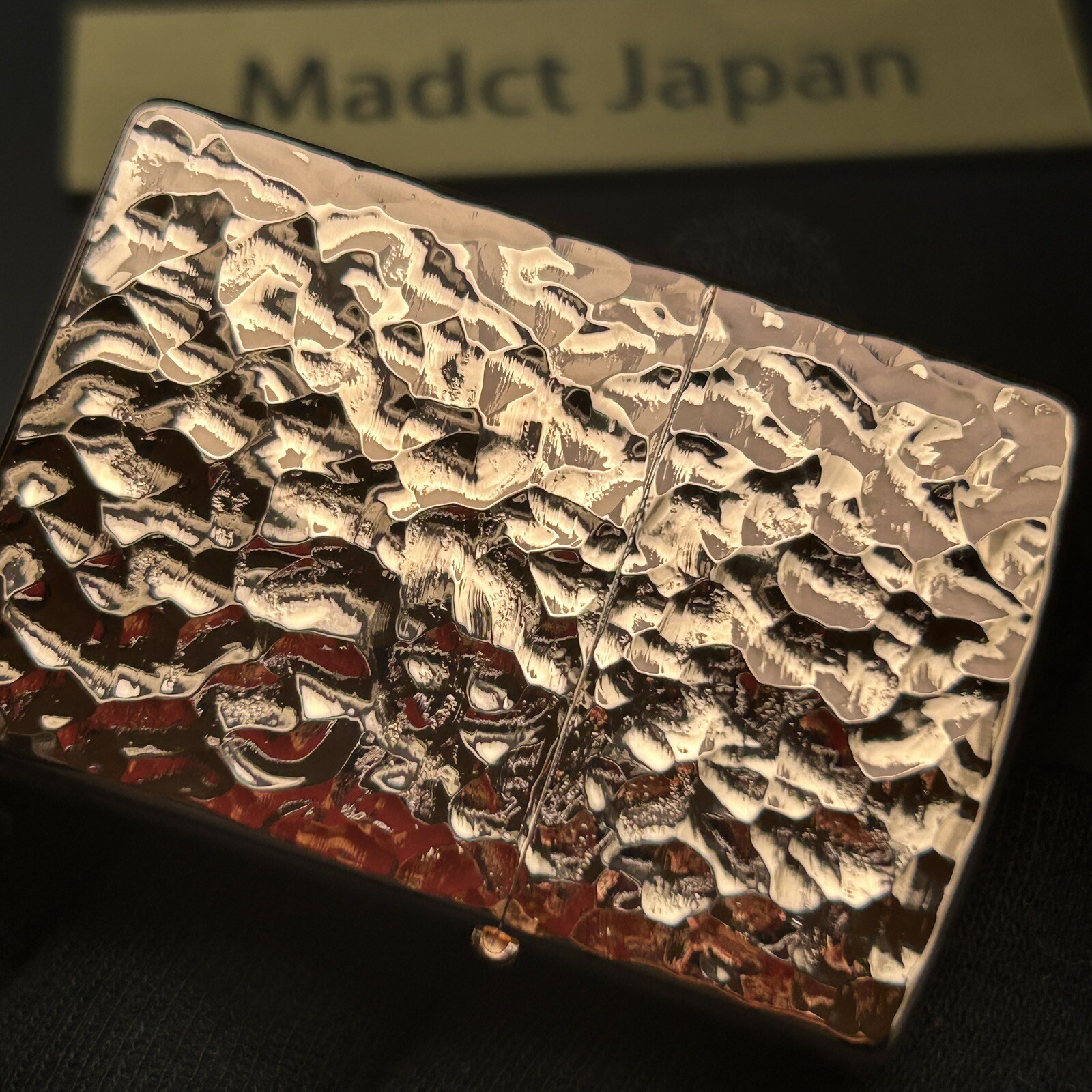 Zippo 2 Sided Processing Hammer Tone Copper Bronze Lighter With Regular Case